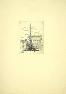 Giuseppe Malandrino, Navona Square, Etching, 1970s-ZCI-827768