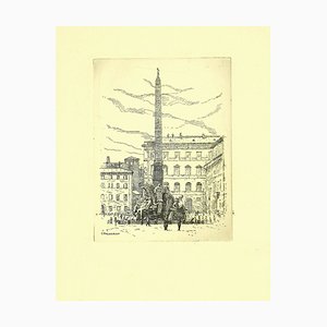 Giuseppe Malandrino, Navona Square, Etching, 1970s-ZCI-827768