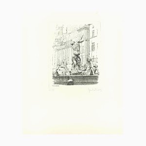 Giuseppe Malandrino, Navona Square, Etching, 1970s-ZCI-1788699