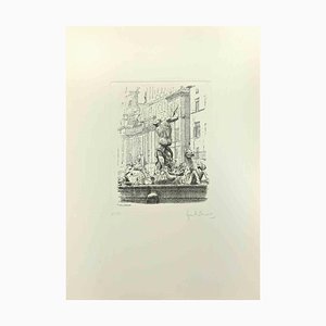 Giuseppe Malandrino, Navona Square, Etching, 1970s-ZCI-1788676