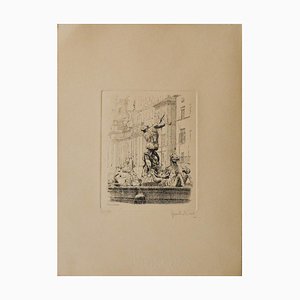 Giuseppe Malandrino, Navona Square, Etching on Paper, 1970s-ZCI-1422416