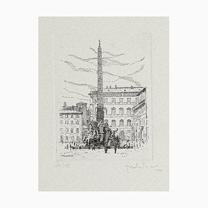 Giuseppe Malandrino - Navona Square-Fountain of the Four Rivers-Rome- Etching - 1970s-ZCI-822987