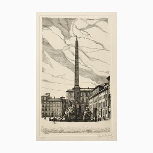 Giuseppe Malandrino - Navona Square - Original Etching - 1970-ZCI-822985