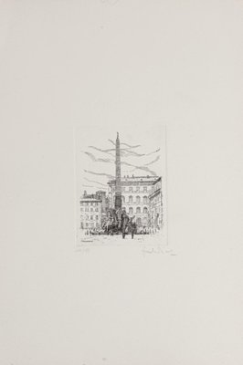 Giuseppe Malandrino, Navona Square / Rome, 1972, Original Etching-ZCI-792592