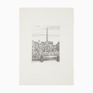 Giuseppe Malandrino, Navona Square, Rome, Etching, 1970s-ZCI-847347