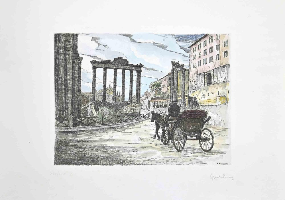 Giuseppe Malandrino, Roman Forum, Etching, 1970s