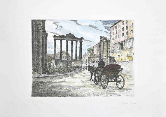 Giuseppe Malandrino, Roman Forum, Etching, 1970s-ZCI-1788702