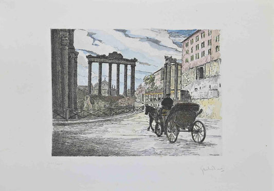 Giuseppe Malandrino, Roman Forum, Etching, 1970s