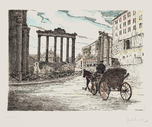 Giuseppe Malandrino, Roman Landscape, Etching, 1960s