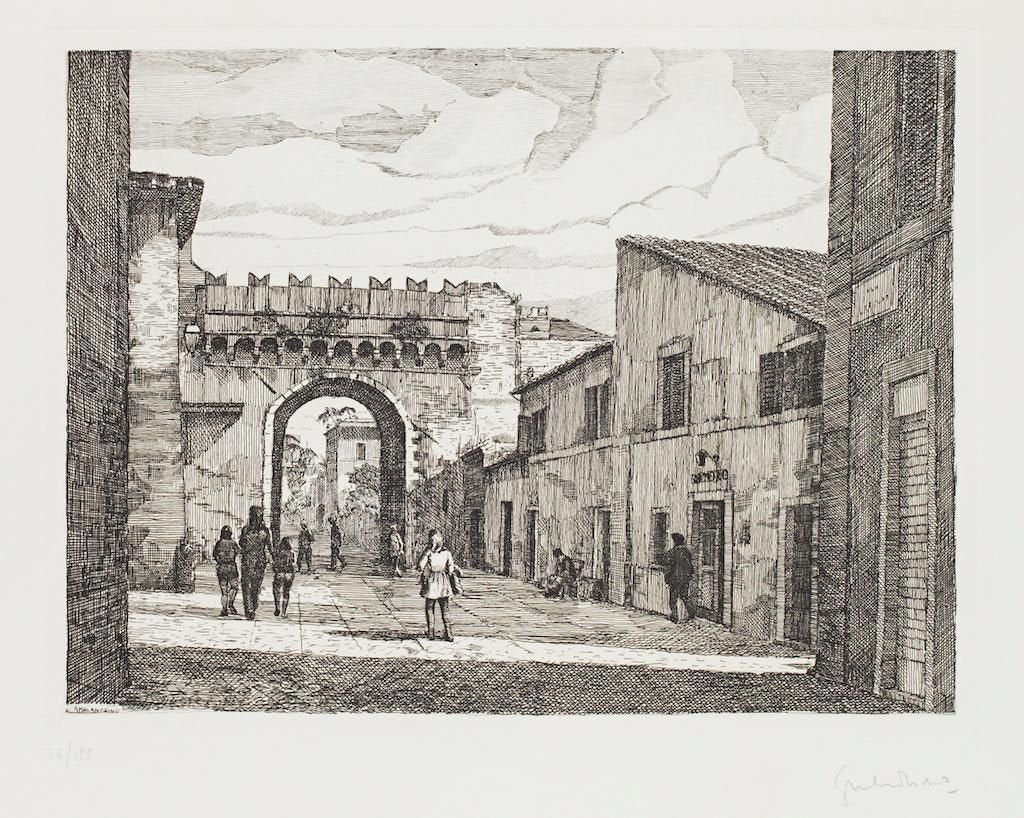 Giuseppe Malandrino - Rome-port Settimiana - Original Etching - 1970s