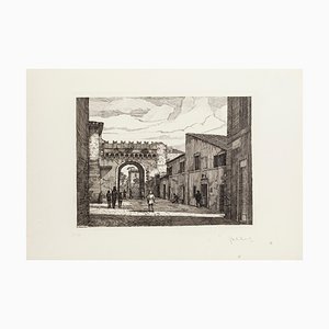 Giuseppe Malandrino, Rome, Porta Settimiana, Etching, 1970s-ZCI-847340