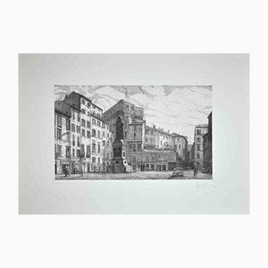 Giuseppe Malandrino, View of Piazza Campo Dé Fiori, Original Etching, 1970-ZCI-1179774