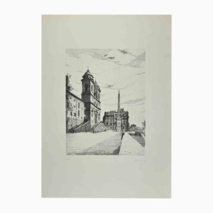 Giuseppe Malandrino, View of Trinità dé Monti, Etching, 1970-ZCI-2032719