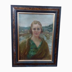 Giuseppe Maldarelli, Portrait of Woman, 1920s, Oil on Board, Framed-AKA-1794643