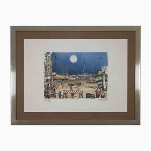 Giuseppe Megna, Industrial Port, 1979, Lithograph, Framed-ZCI-1164289