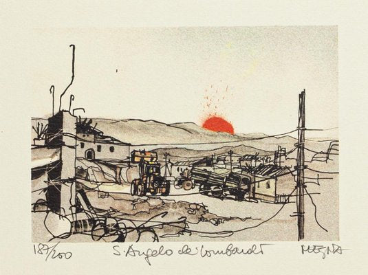 Giuseppe Megna, S. Angelo dei Lombardi, Lithograph, 1980-ZCI-2024995