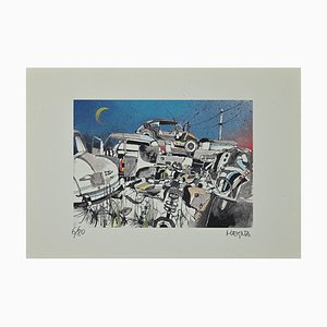 Giuseppe Megna, Scrap Cars, Original Lithograph, 1970-ZCI-943938