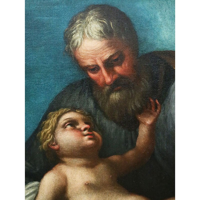 Giuseppe Nuvolone, St. Joseph with the Baby Jesus in His Arms, 1800s, Oil on Canvas, Framed