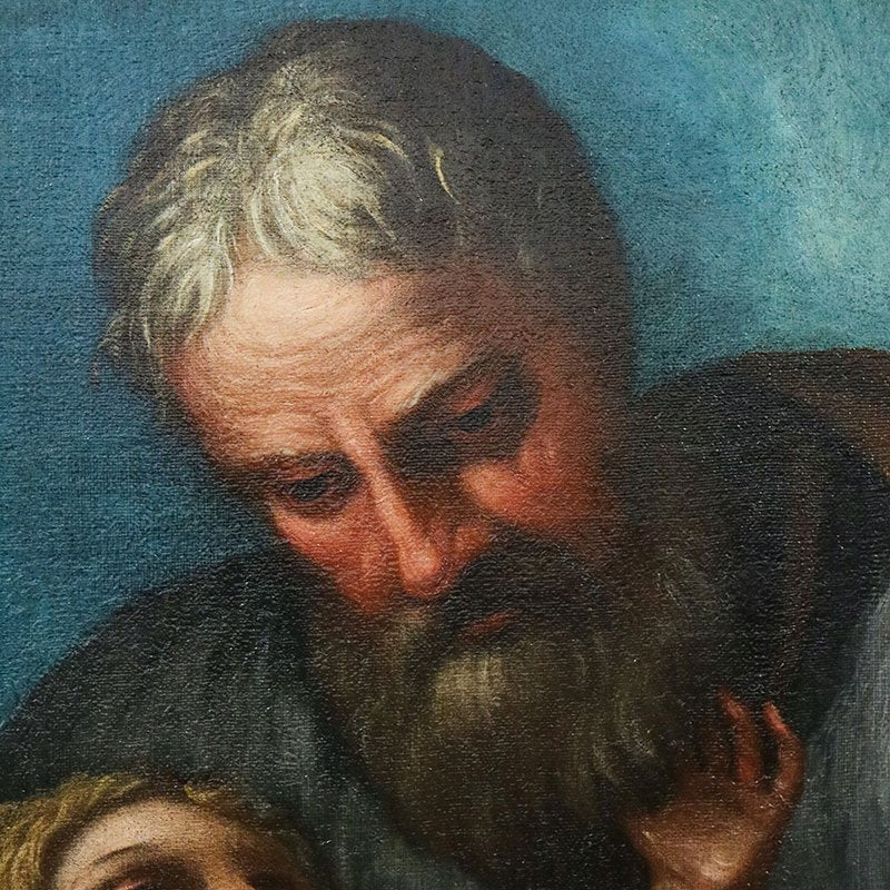 Giuseppe Nuvolone, St. Joseph with the Baby Jesus in His Arms, 1800s, Oil on Canvas, Framed