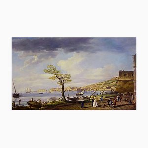 Giuseppe Pellegrini, View of the Bay of Naples, Oil on Canvas-VHF-949446