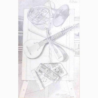 Giuseppe Romagnoli, Still Life with Musical Instruments, Drawing, 1888-ZCI-1267777