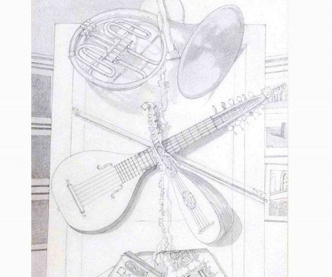 Giuseppe Romagnoli, Still Life with Musical Instruments, Drawing, 1888-ZCI-1267777