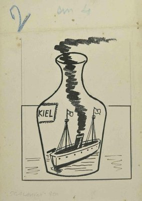 Giuseppe Scalarini, The Bottle, Marker on Paper, 1918-ZCI-1770320