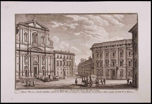 Giuseppe Vasi, Casa Professa e Chiesa del Gesù, Etching, Late 18th Century