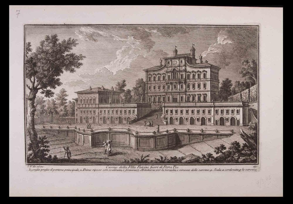 Giuseppe Vasi, Casino della Villa Patrizi Fuori, Etching, Late 18th Century