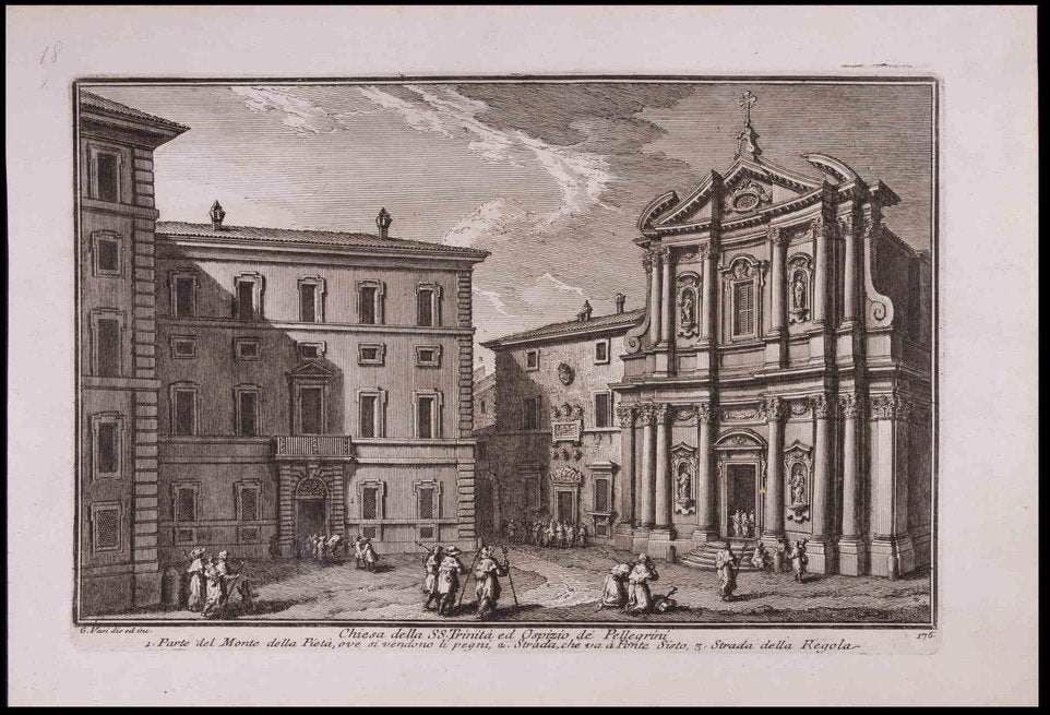 Giuseppe Vasi, Chiesa della SS. Trinità, Etching, Late 18th-Century