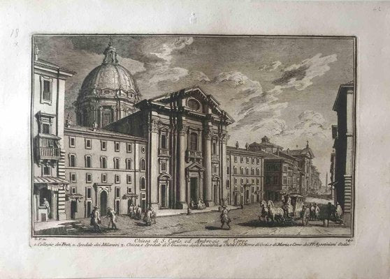 Giuseppe Vasi, Chiesa di S.Carlo ed Ambrogio al Corso, Etching, 18th Century-ZCI-1403347