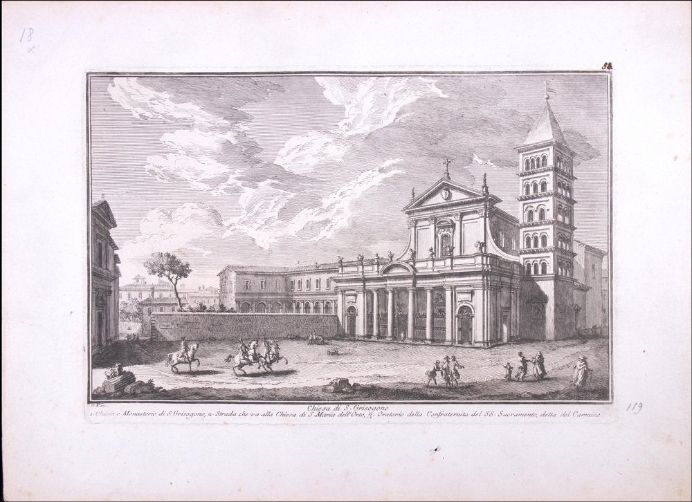 Giuseppe Vasi, Chiesa di S. Grisogono, Etching, 18th Century