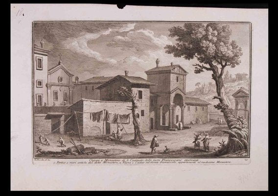 Giuseppe Vasi, Chiesa e Monastero di S. Cosimato, Etching, Late 18th Century-ZCI-1310236