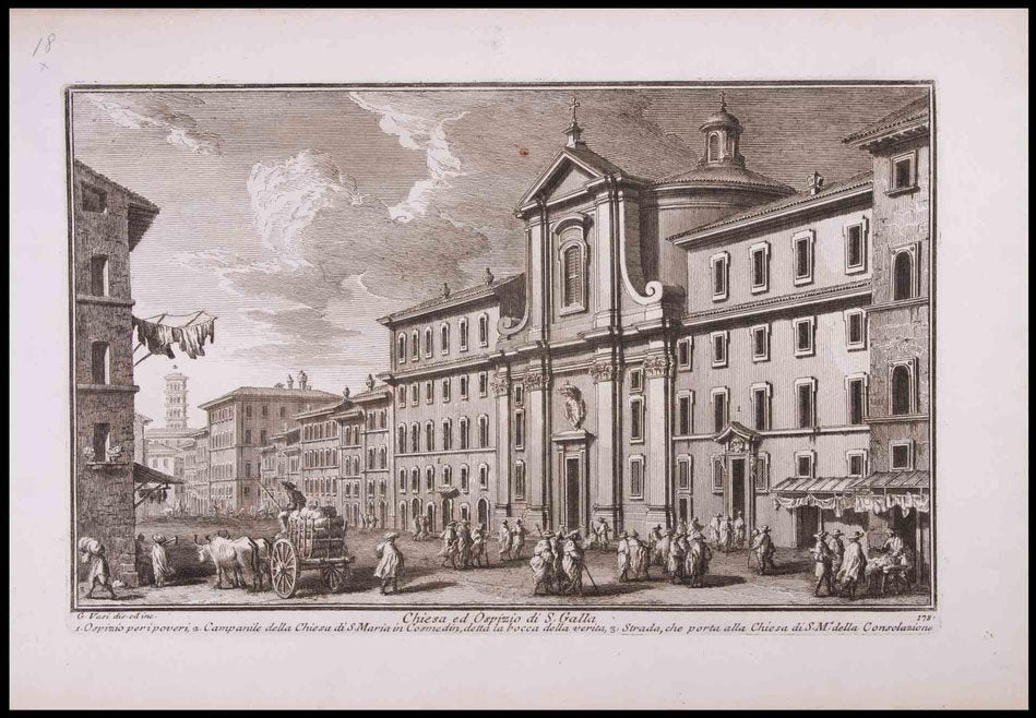 Giuseppe Vasi, Chiesa ed Ospizio di S. Gallo, Etching, Late 18th Century