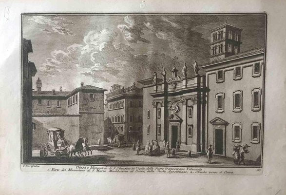 Giuseppe Vasi, Church and Monastery of Silvestro in Capite, Etching, 18th Century-ZCI-1374553