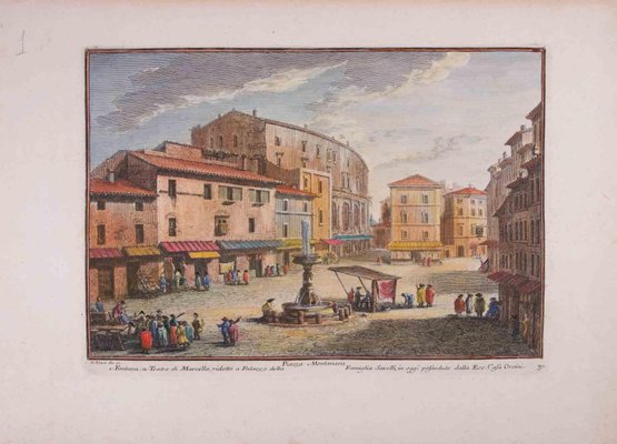 Giuseppe Vasi, Fontana e Teatro di Marcello, Etching, Late 18th-Century-ZCI-1312618