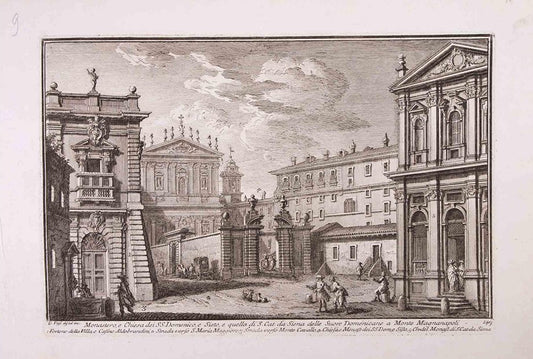 Giuseppe Vasi, Monastery and Church of the Ss. Domenico, Etching, Late 18th-Century