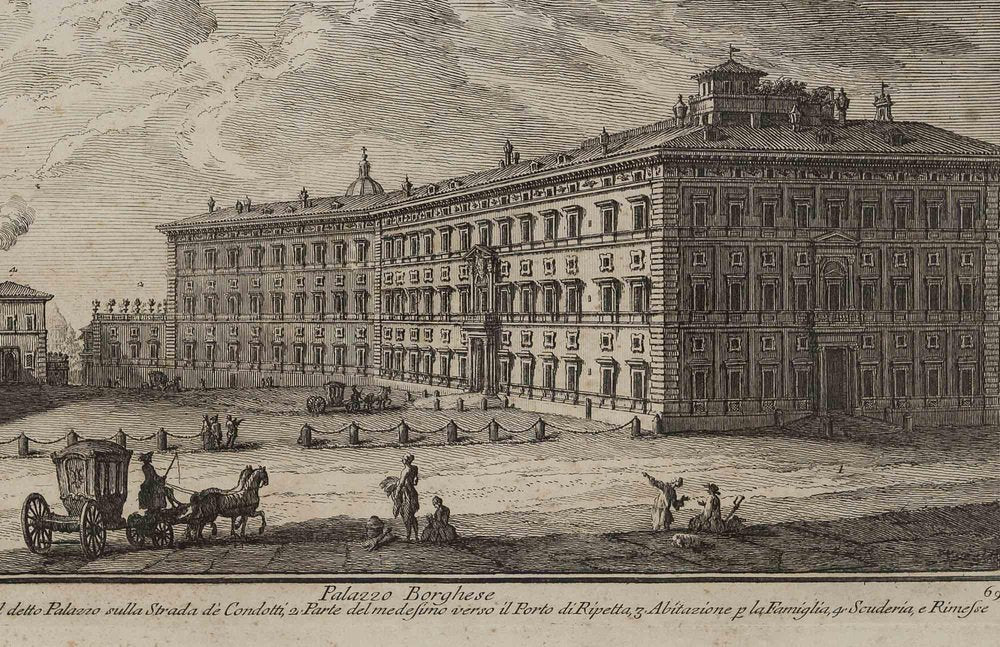 Giuseppe Vasi, Palazzo Borghese, Etching, 1747