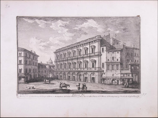 Giuseppe Vasi, Palazzo Pio, Etching, 18th Century