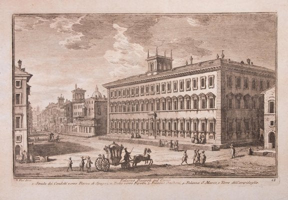 Giuseppe Vasi, Palazzo Ruspoli on the Course, Etching, Late 18th Century-ZCI-1759216