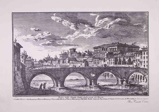 Giuseppe Vasi, Side of the Giulia Road, Etching, Late 18th-Century