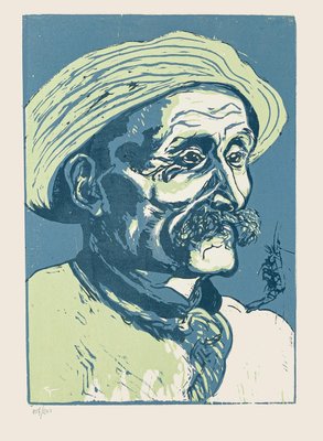 Giuseppe Viviani, Portrait of Old Man, Woodcut, 1927-ZCI-2025127