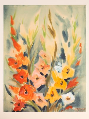 Gladioli, 1960s, Watercolor on Paper, Framed-GPP-1066559