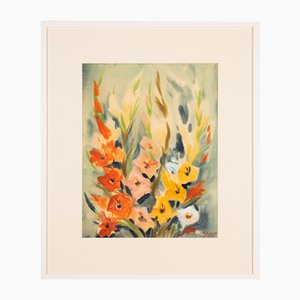 Gladioli, 1960s, Watercolor on Paper, Framed-GPP-1066559