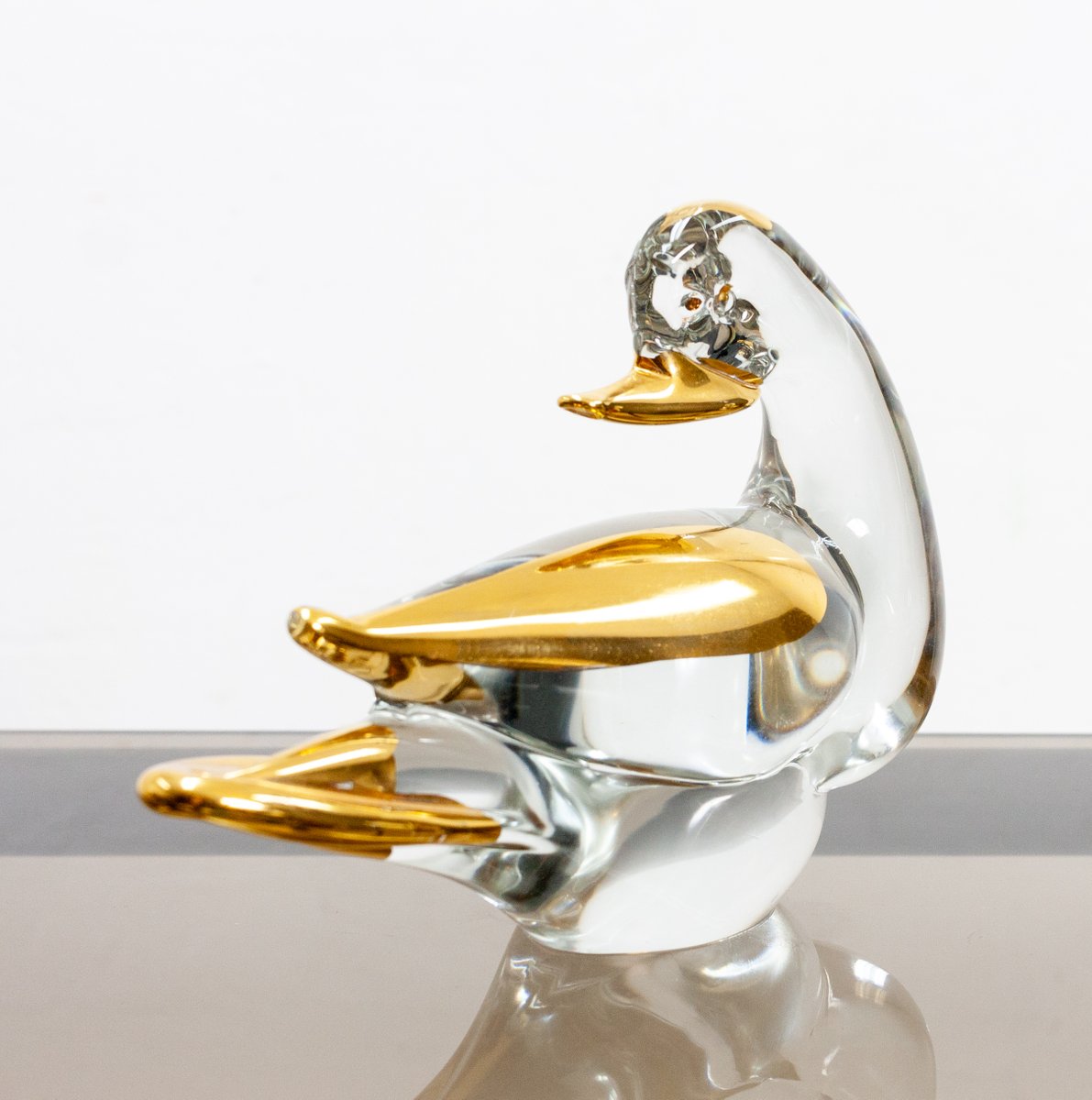 Glass and 24 Carat Gold Ducks from Murano, 1980s, Set of 2