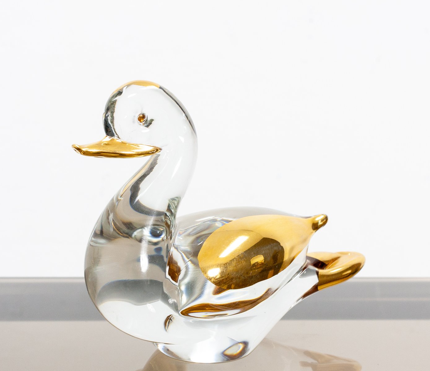 Glass and 24 Carat Gold Ducks from Murano, 1980s, Set of 2