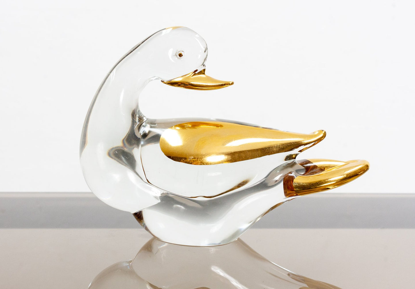 Glass and 24 Carat Gold Ducks from Murano, 1980s, Set of 2