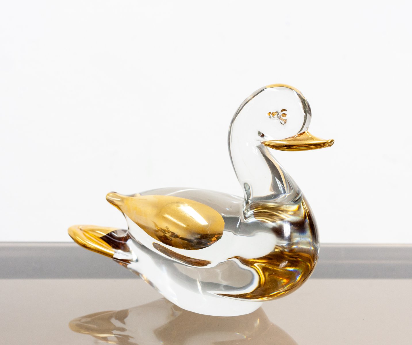 Glass and 24 Carat Gold Ducks from Murano, 1980s, Set of 2