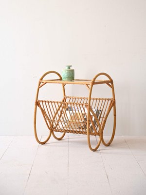 Glass and Bamboo Bedside Table, 1960s-QWP-2034850