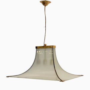 Glass and Brass Ceiling Light, 1960s-NPC-1740442